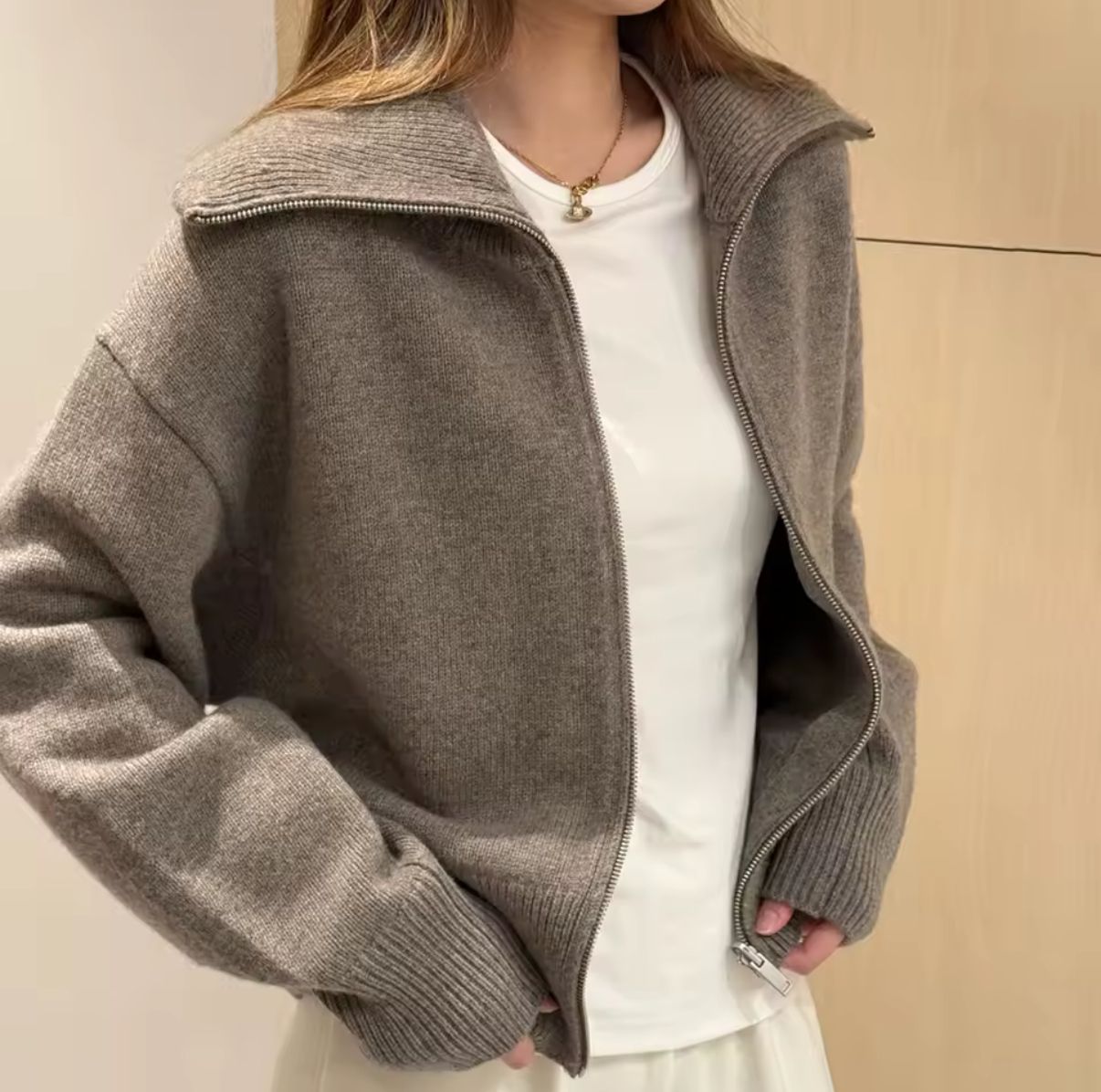 Wool Zip Cardigan