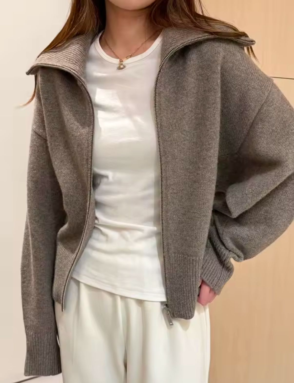 Wool Zip Cardigan